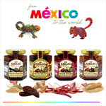 Don Emilio 4 Pack Premium Salsas - Morita Pepper, Red Pepper, Peanut with Select Seeds and Spicy Garlic Sauce (4/9oz)
