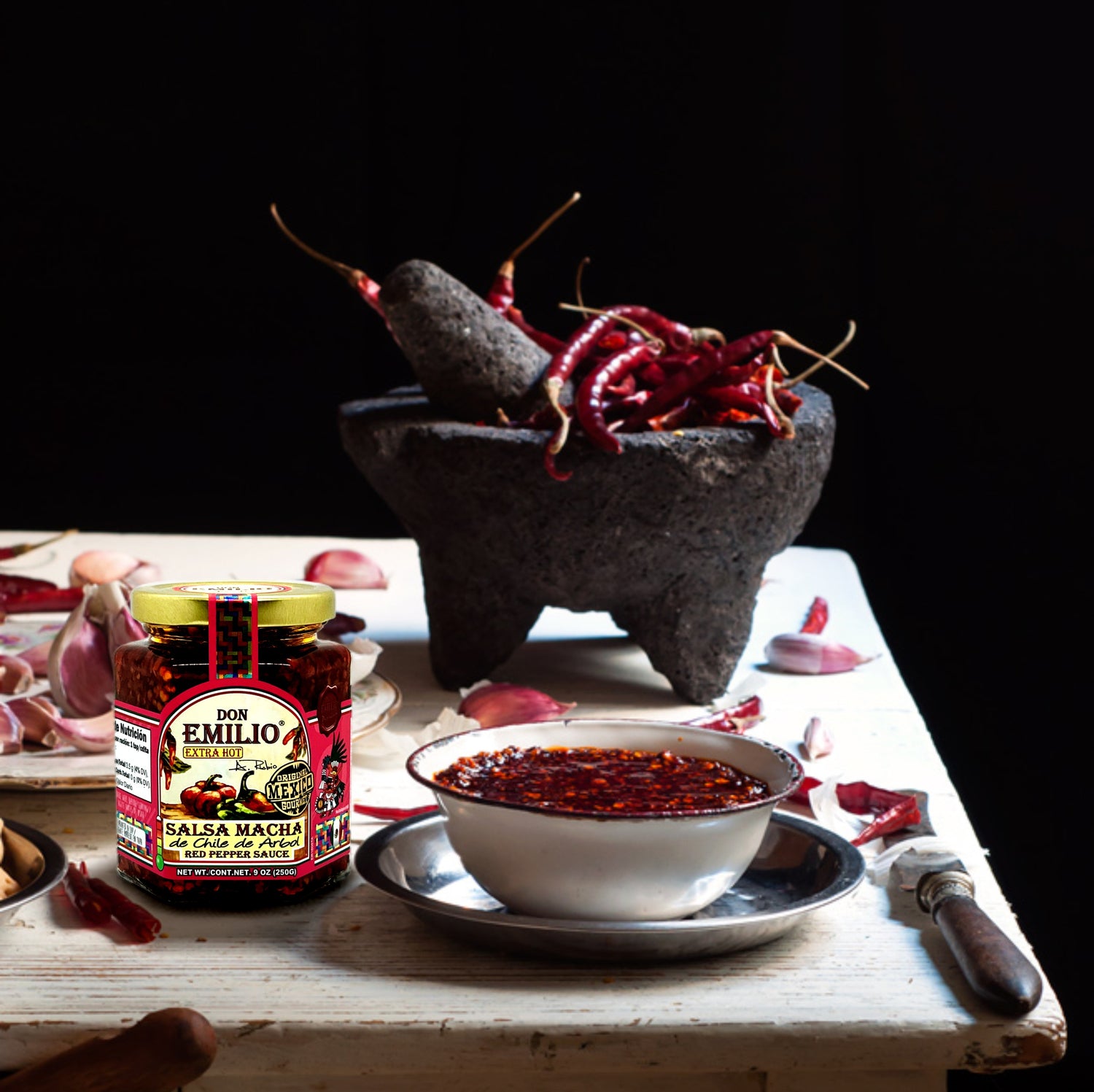 Don Emilio Red Pepper Salsa Macha 3 PACK | EXTRA HOT Non-GMO 9 oz