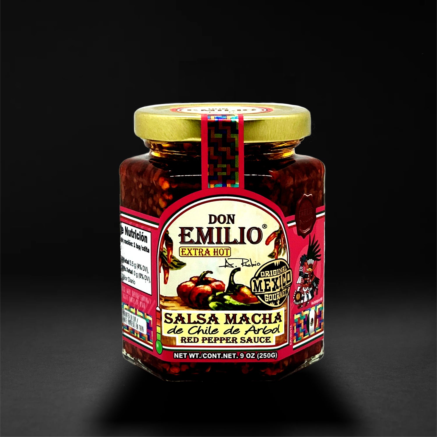 Don Emilio Extra Hot Red Pepper Salsa Macha 9 oz | EXTRA HOT (NON-GMO)