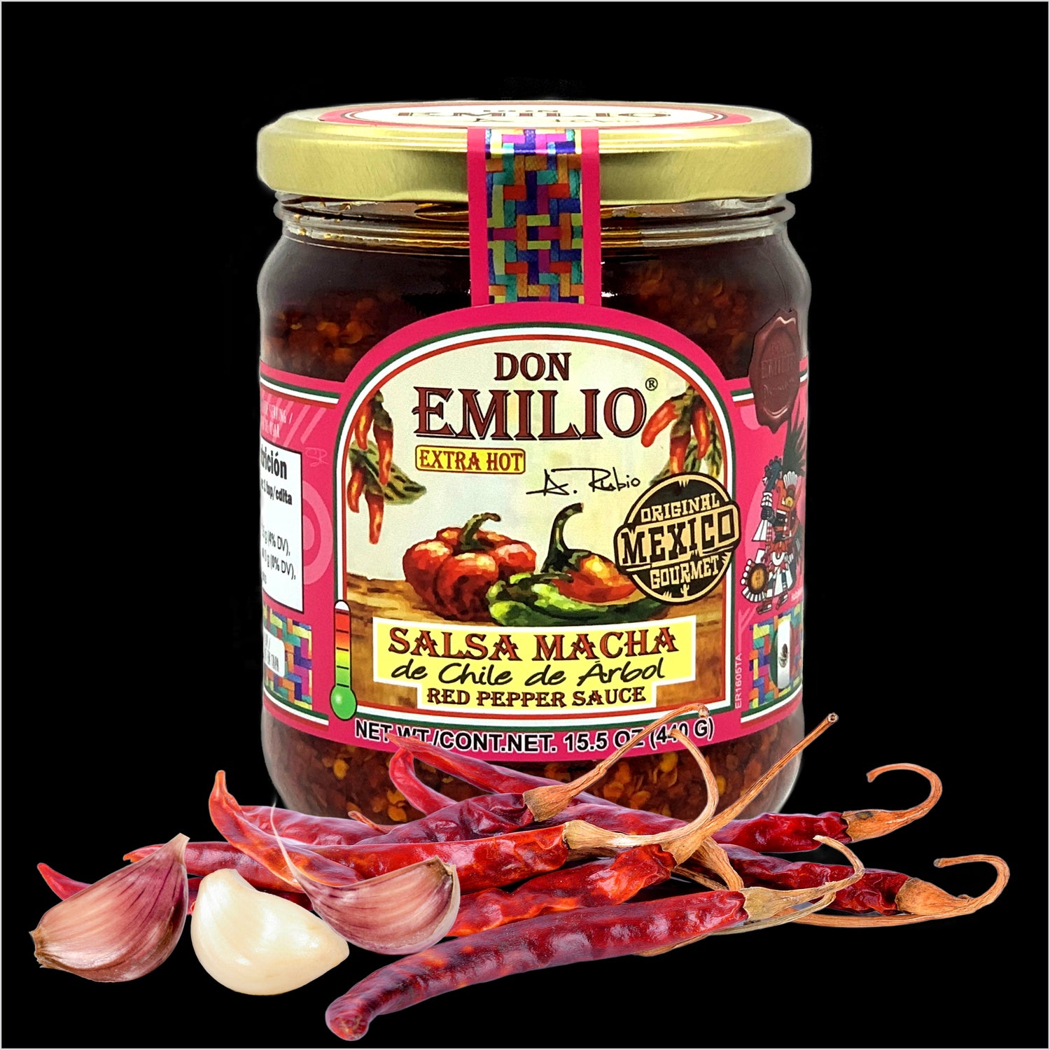 Extra Hot Red Pepper Salsa Macha 9 oz 3 PACK - Non-GMO Spicy Sauce