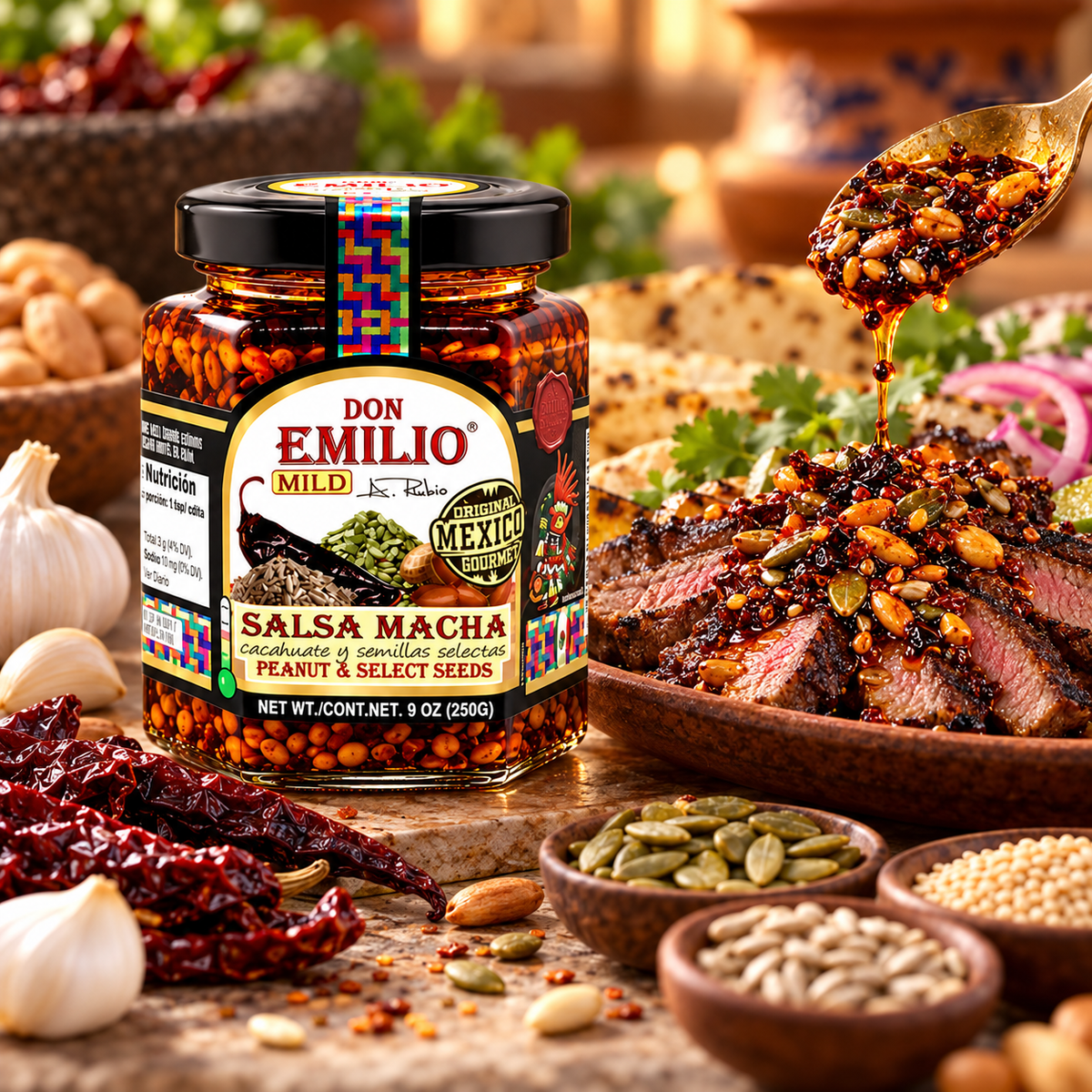 Don Emilio Peanut with Select Seeds Salsa Macha 9 oz | MILD (NON-GMO)